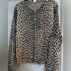 J CREW LEOPARD Print Cardigan 100% Merino Wool size XL EUC
